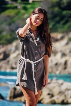 Robes<Les Canebiers Mimosas dress - Khaki