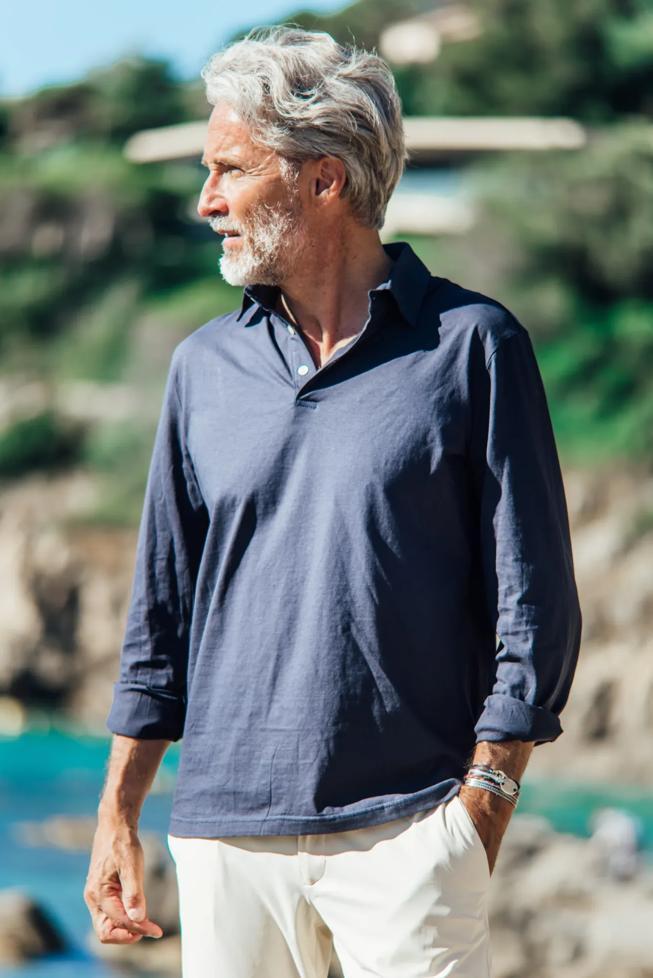 Polos<Les Canebiers Polo Marsouin (long sleeve) - Navy