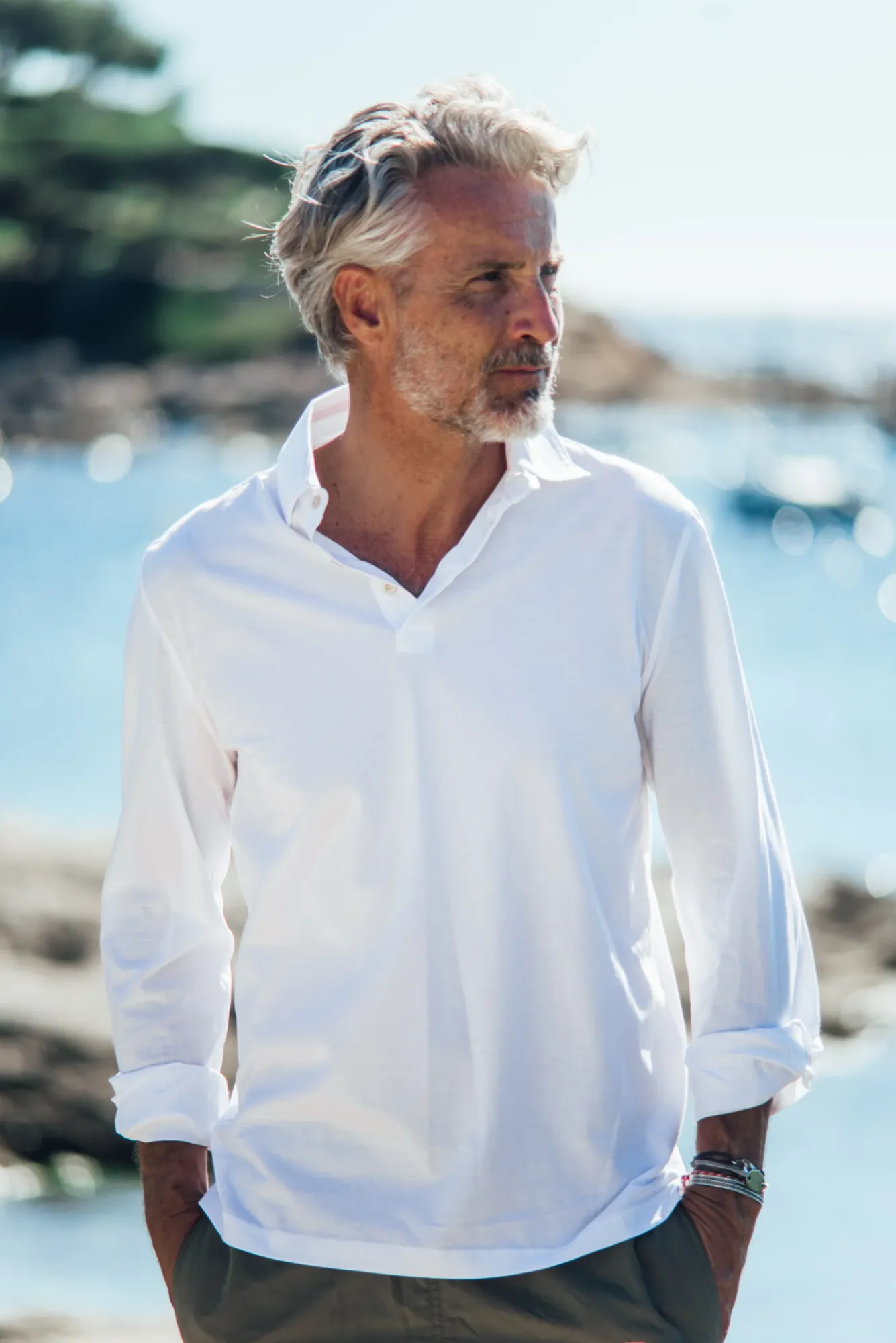 Polos<Les Canebiers Polo Marsouin (long sleeve) - White